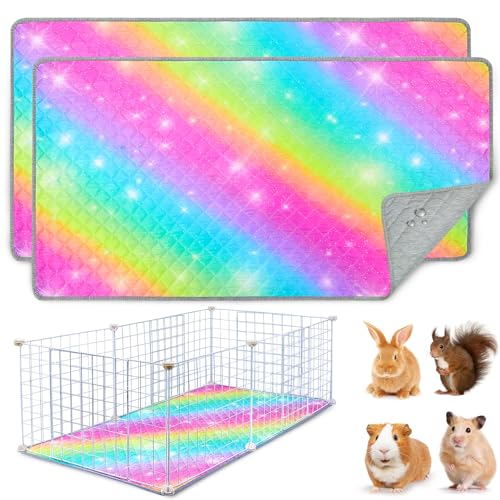 BeBeJoJo 2 Pack Wiederverwendbare PIPI Pads für Meerschweinchen,120x60CM,Waschbar und Super Saugfähige Unterlagen Käfigmatte,Kleintiermatten für Kaninchen,Hamster,Regenbogen BeBeJoJo 2 Pack Wiederverwendbare PIPI Pads für Meerschweinchen,120x60CM,Waschbar und Super Saugfähige Unterlagen Käfigmatte,Kleintiermatten für Kaninchen,Hamster,Regenbogen von BeBeJoJo