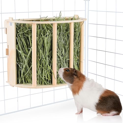 BeBeJoJo Heuraufe aus Holz Heuraufe Kaninchen Heu Futterspender für Käfig Futterstation für Hasen Meerschweinchen Chinchilla von BeBeJoJo