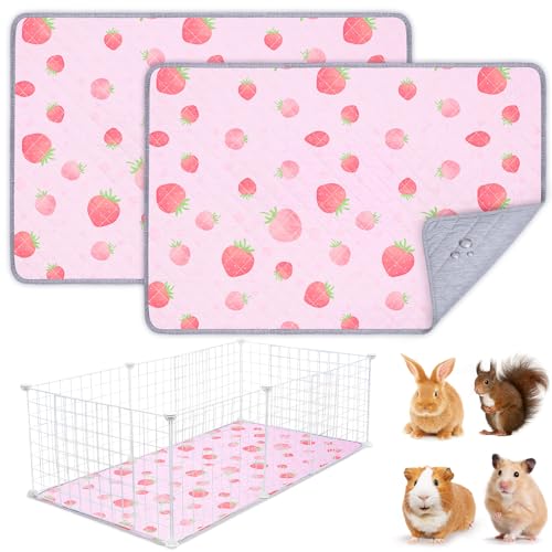 BeBeJoJo Meerschweinchen-Käfigeinlage, waschbar, wiederverwendbar, Meerschweinchenmatte, wasserdicht, super saugfähig, Erdbeer-Druck, Rosa, 91 x 60 cm, 2 Stück BeBeJoJo Meerschweinchen-Käfigeinlage, waschbar, wiederverwendbar, Meerschweinchenmatte, wasserdicht, super saugfähig, Erdbeer-Druck, Rosa, 91 x 60 cm, 2 Stück von BeBeJoJo