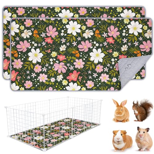 BeBeJoJo Meerschweinchen-Käfigeinlage, waschbar, wiederverwendbar, Meerschweinchenmatte, wasserdicht, super saugfähig, für Meerschweinchen, Urinierpads, Blumendruck, Grün, 120 x 60 cm, 2 Stück BeBeJoJo Meerschweinchen-Käfigeinlage, waschbar, wiederverwendbar, Meerschweinchenmatte, wasserdicht, super saugfähig, für Meerschweinchen, Urinierpads, Blumendruck, Grün, 120 x 60 cm, 2 Stück von BeBeJoJo