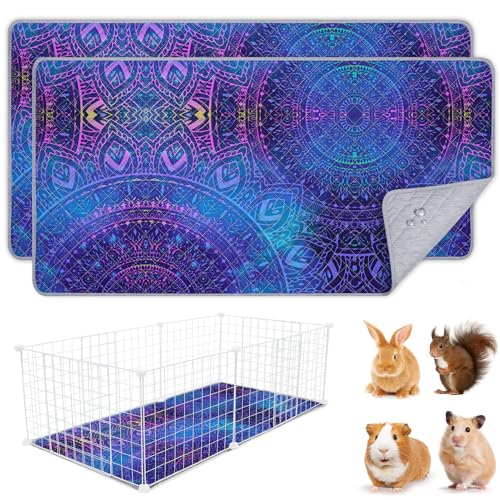 2 Pack Wiederverwendbare PIPI Pads für Meerschweinchen,120x60CM,Waschbar und Super Saugfähige Unterlagen Käfigmatte,Kleintiermatten für Kaninchen,Hamster,Dark Blue von BeBeJoJo