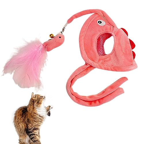 Interaktives Katzenspielzeug - Lustiges tragbares Katzenhut-Federspielzeug,Flexible Haustier-Katzenfeder-Kopfbedeckung, wiederverwendbare Selbstbedienungs-Katzenhut-Kopfbedeckung für kleine Swan- von BeNsil