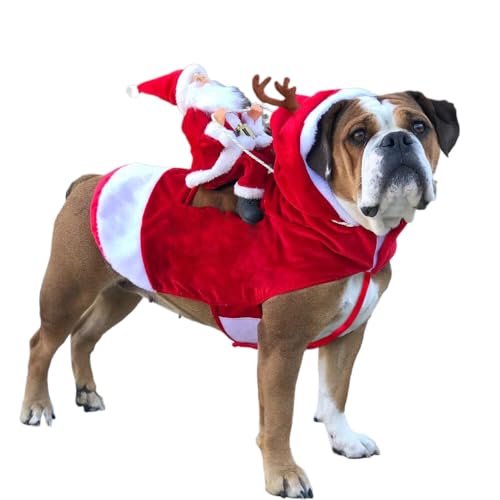 BeNtLi Weihnachtsmann-Schneemann-Hundekostüm, Weihnachts-Haustier-Streich-Kleidung, Kapuzenpullover, Winter, Party-Mantel, Hunde-Haustier-Kostüm, roter Kleiner Hund, Schwerer Hund, großer Hund (L) von BeNtLi