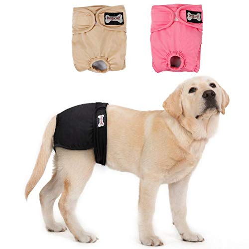 BePetMia Waschbare Windeln für Hunde, Wiederverwendbare Hundewindeln, Umweltfreundliche Damenbinden Höschen für weibliche Haustiere (3-Packs, L: 36-54cm) von BePetMia