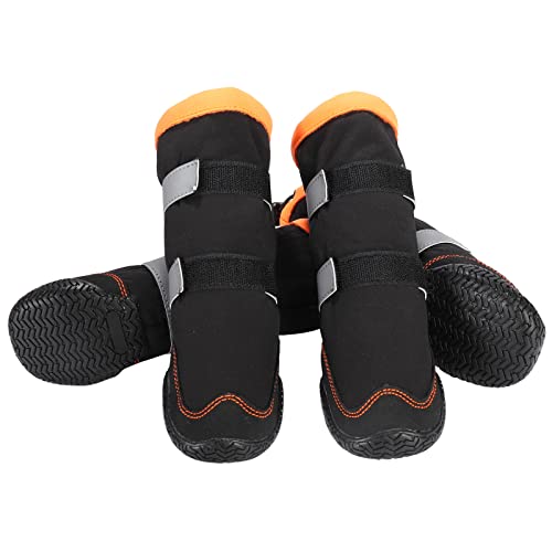 Warme Hundeschuhe, Fleece gefütterte mit Kordelzug Hundeschneestiefel rutschfeste robuste Sohle – reflektierende Hundeschuhe für kleine, mittelgroße und große Hunde (Orange #8) von Beacon Pet