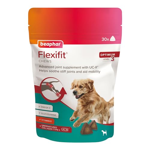 Beaphar Flexifit® Optimum UC-II Gelenkergänzung, für steife oder ältere Hunde, hilft steife Gelenke zu beruhigen und die Beweglichkeit zu unterstützen, enthält ungleichmäßiges Kollagen Typ II von Beaphar
