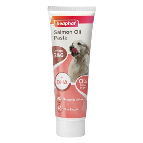 Beaphar Lachsölpaste für Hunde, fördert glänzendes Fell, unterstützt das Sehvermögen und die allgemeine Gesundheit, enthält Omega 3 & 6, für Hunde jeden Alters, 100 g Tube Beaphar Lachsölpaste für Hunde, fördert glänzendes Fell, unterstützt das Sehvermögen und die allgemeine Gesundheit, enthält Omega 3 & 6, für Hunde jeden Alters, 100 g Tube von Beaphar