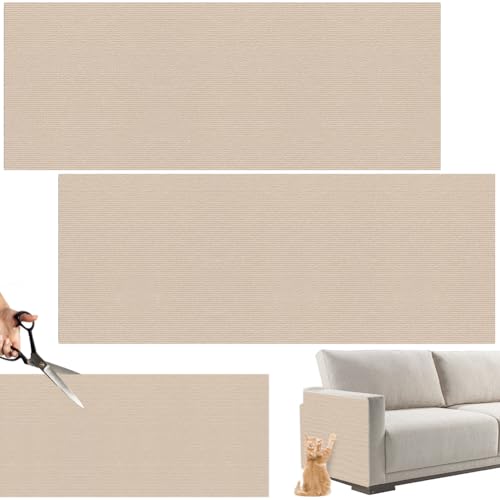 2 Stück Kratzmatte Katze, 30x100 cm Kratzfestes Sofa Kratzmatte, Selbstklebend Kratzteppich Katze Wiederverwendbar, Trimmbare Selbstkleber Cat Scratcher, DIY Kratzschutz für Sofa Möbel, Khaki von Beatific