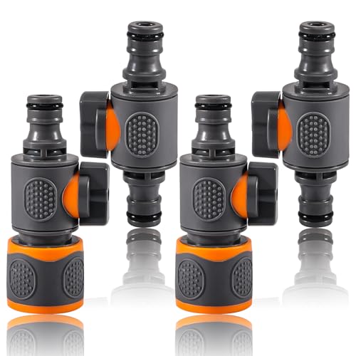 4 Stück Gartenschlauch Kupplung, Schlauchkupplung mit Regulierventil, 16mm Wasser Schlauchverbinder, Wasserschlauch Schnellverbinder mit 2 Wege Regulierventil für 1/2” Wasserschläuche Anschlussteil von Beatific