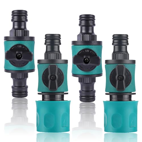 4 Stück Gartenschlauch Kupplung, Schlauchkupplung mit Regulierventil, 16mm Wasser Schlauchverbinder, Wasserschlauch Schnellverbinder mit 2 Wege Regulierventil für 1/2” Wasserschläuche Anschlussteil von Beatific
