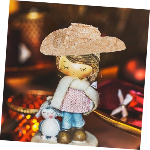 Beatifufu 2 Stück Mini Cowboy Strohhut DIY Mini Western Hut für Puppen und Mittelgroße Hunde Handgefertigte Bastelbasis Niedliche Dekoration für Puppenhaus und Haustiere von Beatifufu
