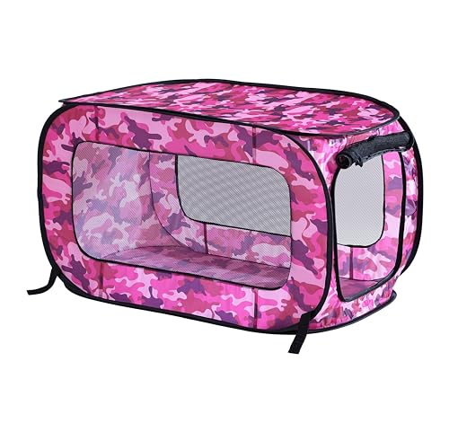 Beatrice Home Fashions Tragbare, zusammenklappbare Hundehütte für Haustiere, Katzen- und Hundehütte, 61 cm L x 42,2 cm B x 40,6 cm H, Camouflage-Pink von Beatrice Home Fashions