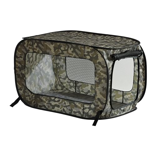 Beatrice Home Fashions Tragbare, zusammenklappbare Hundehütte für Katzen und Hunde, 101,6 x 68,6 x 68,6 cm (L x B x H), Camouflage-Grün von Beatrice Home Fashions