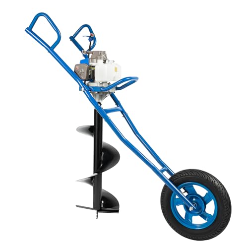 Benzin Erdbohrer, 63CC Post Hole Digger 2 Takt Gasbetriebener Erdbohrer 8800±300rpm Erdbohrer Bohrmaschine Grabmaschine Kit Gartenbohrer Bohrer Durchmesser 300mm, für Bauindustrie, Bauernhöfen von Beaudreaul