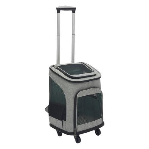 Katzen Transportboxen mit Rädern, Faltbarer Haustier Träger, Tragfähigkeit 9kg Katze 7,5 kg Hund, Rechteckig Tiertransportbox, für Reisen, Wanderungen, Spaziergänge usw (Grau) von Beaudreaul