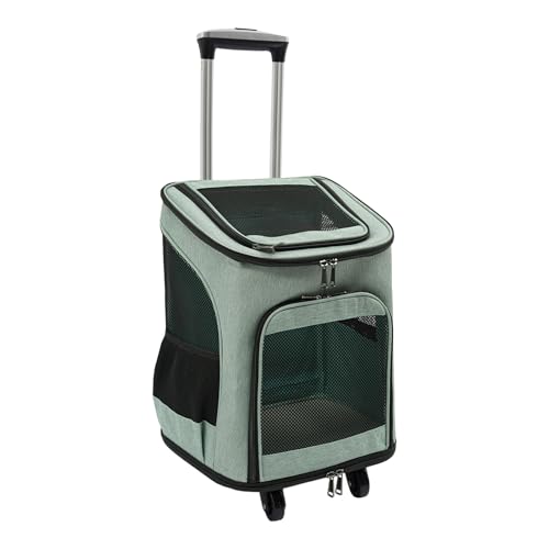 Katzen Transportboxen mit Rädern, Faltbarer Haustier Träger, Tragfähigkeit 9kg Katze 7,5 kg Hund, Rechteckig Tiertransportbox, für Reisen, Wanderungen, Spaziergänge usw (Grün) von Beaudreaul