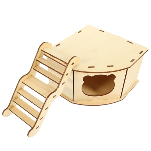 Beaupretty 1 Satz Hamster Holzhaus DIY Zusammengebautes Spielzeug Kleintier Lebensraum Dekoration Hamsterspiel-fitnessständer Haustier Holznest Hamsterburg Streifenhörnchen Klettern Hölzern von Beaupretty