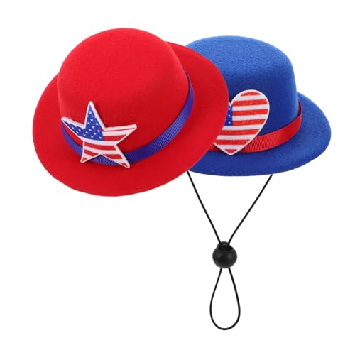 Beaupretty 2stücke Chinchilla-mütze Patriotische Eidechsenmütze Zum Nationalfeiertag Kleine Haustiermütze Foto-requisitenmütze Mütze Für Kleintiere Haustier-Cosplay-kostüm von Beaupretty