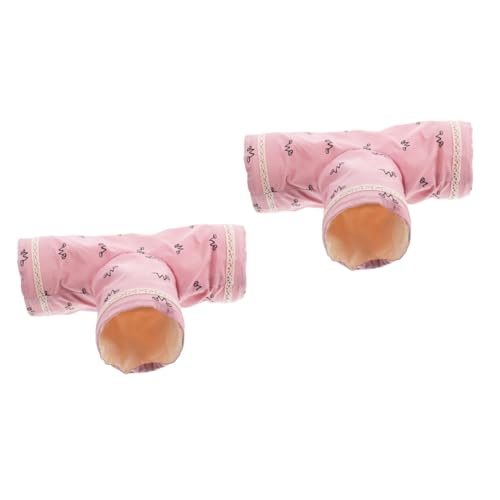 Beaupretty 2St Hamster-Tunnelnest Spielzeug Igel Haustier Gang Meerschweinchen Polyester Baumwolle Rosa von Beaupretty