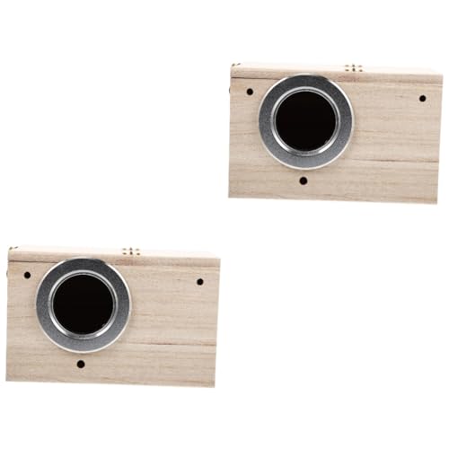 Beaupretty 2St Vogelnest holziges Dekor Sittichbedarf Outdoor-Zubehör Sittich Zubehör Vogelhaus Sittichnest aus Holz hölzern Terrarium schmücken Kleiner Papagei Nistkasten Rostfreier Stahl von Beaupretty