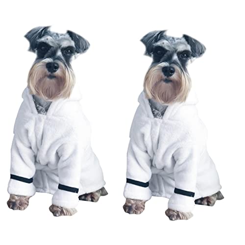 Beaupretty 2st Badetücher Aus Mikrofaser Hundehandtücher Zum Trocknen Von Hunden Badetuch Für Haustiere Bademantel Roben Für Haustiere Hundehandtuch Mit Kapuze Weiß Shirt Verdicken von Beaupretty