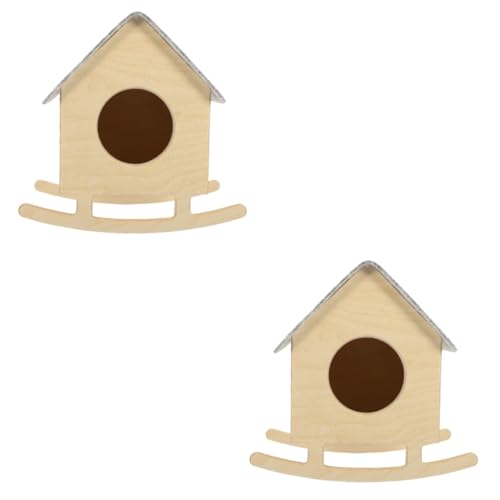 Beaupretty 2St Hamsternest Haustier holzhütte Blockhaus-Dekor DIY Hamsterversteck Holzdekor Spielzeug Hamsterhaus aus Holz Chinchilla-Accessoire hölzern schmücken Lieferungen Boden Zubehör von Beaupretty