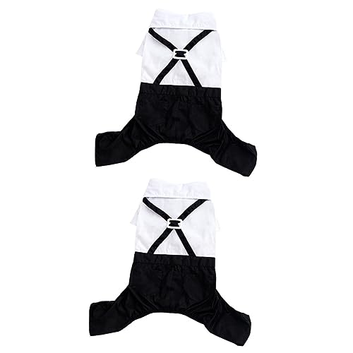 Beaupretty 2st Haustieranzug Hunde-hochzeits-Shirt Hund Fliege Hunde-Smoking Haustierkoffer Mit Rollen Haustier Hochzeitsoutfits Kleiner Hundeanzug Hund s Baumwolle Hundekleidung Weiß Passen von Beaupretty