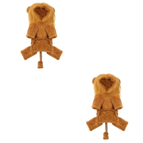 Beaupretty 2st Pet Dog Lion Transformation Outfit Welpen Kostüm Weste Hund Löwe Hoodie Halloween-haustierkostüm Welpen-Pyjama Haustierparty Verkleiden Sich Haustierzubehör Plüsch von Beaupretty
