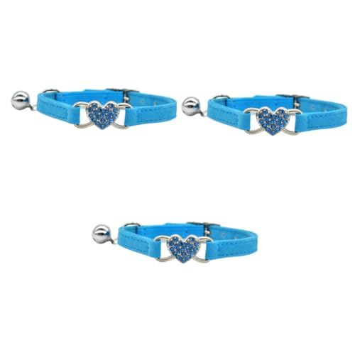 Beaupretty 3 Stück Katzenhalsband Verstellbare Herz-Halskette Mit Strasssteinen Und Glöckchen Stilvolles Haustierhalsband Für Katzen Und Kätzchen von Beaupretty