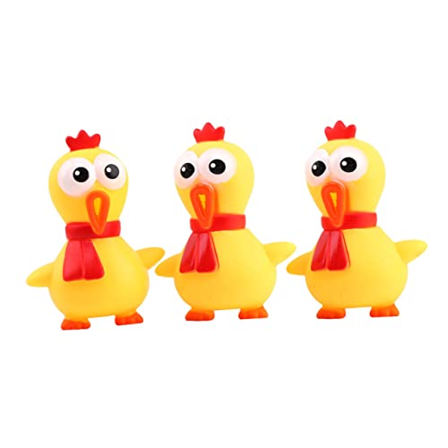 Beaupretty 3 Stück Quietschen Huhn für Haustiere Gummihuhn mit Geräusch Stressabbau für Hunde Gelbes Plüschtier mit Interaktivem Design von Beaupretty