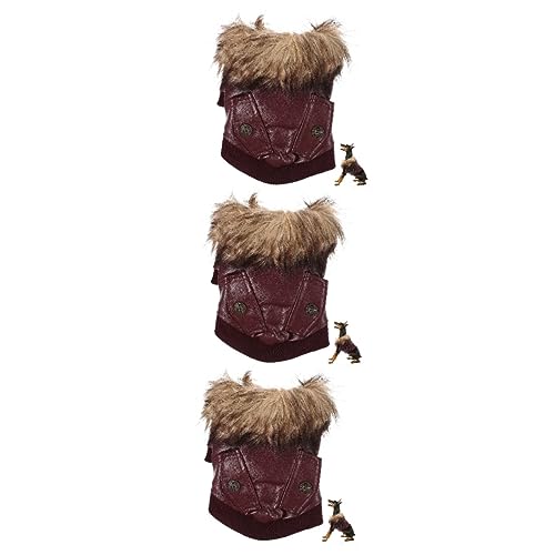 Beaupretty 3st Warme Hundejacke Winddichte Hundekleidung Warmhaltende Hundebekleidung Modische Hundebekleidung Mäntel Für Chihuahuas Abriebfeste Hundejacke Roter Anzug Pu Haustier Hundemantel von Beaupretty