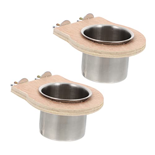 Beaupretty 2sets Papagei Trog Mit Edelstahl-schüssel Wasser Tasse Holz Rack Für Tauben 2 Stücke * 2 von Beaupretty