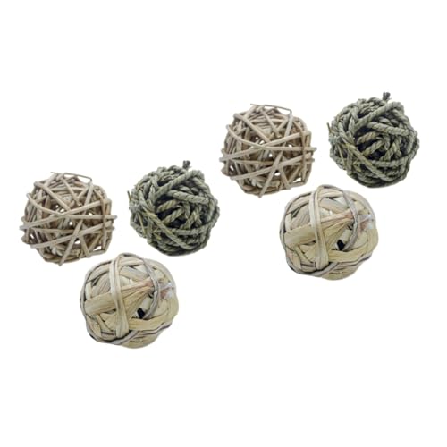 Beaupretty 6 STK Runde Kugel aus Rattan Zerrspielzeug Hund zahnbürste Hamster kauen Spielzeuge gewebter runder Ball Runde Kugel aus geflochtenem Rattan beissen Rattankugel von Beaupretty