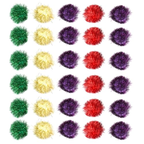 Beaupretty 60st Haustier Spielzeug Katzenspielzeug Pompons Katzenminze Mylar-Crinkle-Kugeln Kunsthandwerk Pom Poms Katzenkugeln Aus Mylar Katze Funkelnde Bälle Haushalt Glitzerpapier Metall von Beaupretty