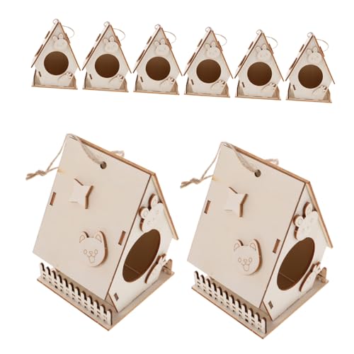 Beaupretty 8 Stück Teiliges DIY Vogelhaus Bastelset für Naturbelassene Holzvogelhäuser zum Bemalen Fördert Kreativität und Feinmotorik für Garten Balkon und Zimmerdekoration von Beaupretty