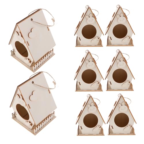 Beaupretty 8 Stück Teiliges DIY Vogelhaus Bastelset für Naturbelassenes Holz zum Bemalen Hängendes Holz-vogelhaus Kit Kreativität Feinmotorik und Lernspaß im Kinderzimmer oder Garten von Beaupretty