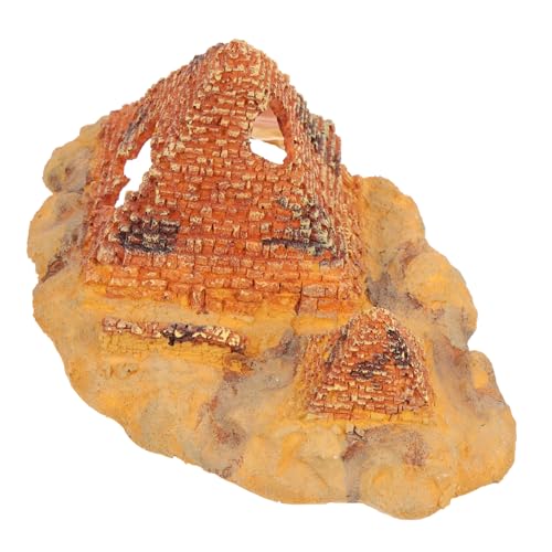 Beaupretty Eidechsen-versteckloch Schildkröte Pyramide Verstecken Höhle Lebensraum Einsiedlerkrebs Aquarium-versteck Reptilienfelsen Versteckte Höhle Mini-pyramiden-dekor Harz Ägypten Gecko von Beaupretty