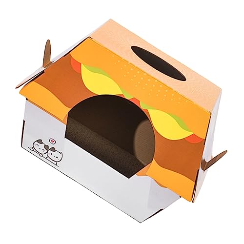 Beaupretty Hamburger Katzennest Papier Katze kartenhaus katzenspielzeug katzenbett Kratzbaum für Wohnungskatzen Spielzeug für Haustiere Katzenkratzspielzeug kreativer Katzenkratzer von Beaupretty