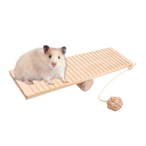 Beaupretty Hamsterspielzeug Hamster aus Holz Hamster Spielzeug hamsterzubehör Spielzeuge Wippe aus Holz Wippe für Haustiere Massivholz kratzbaum für Katzen Fitness Bambus von Beaupretty