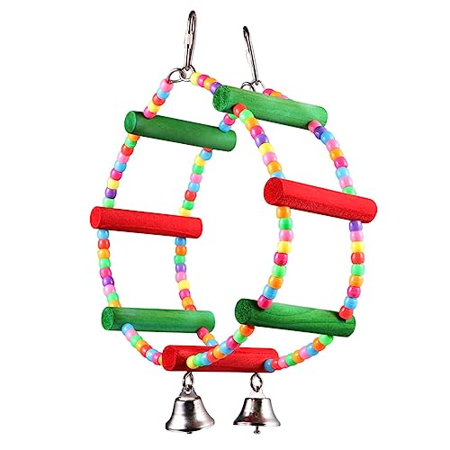 Beaupretty Haustier Papagei Riesenrad Spielzeug Buntes Kauspielzeug für Papageien Vögel hängendes Spielzeug aus Holz interaktives Spielzeug aufhängehaken Spielzeuge Klettern von Beaupretty
