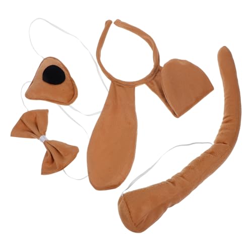 Beaupretty Hundekostüm Set mit Realistischen Ohren Stirnband Nase und Fliege Weiche Materialien Niedlich und Charmant für Halloween Fasching Party und Cosplay von Beaupretty
