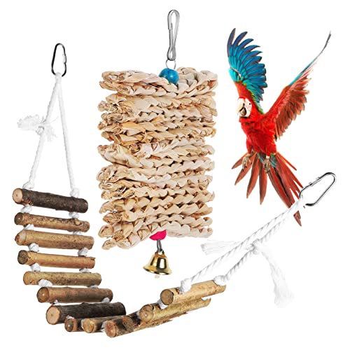 Beaupretty Kauspielzeug für Vögel Kauspielzeug Holz Schredder für Papageienkäfige Spielzeuge schaukel Kauspielzeug für Papageien Spielzeug für Hängebrücken kauen Blöcke Barsch Hängeleiter von Beaupretty