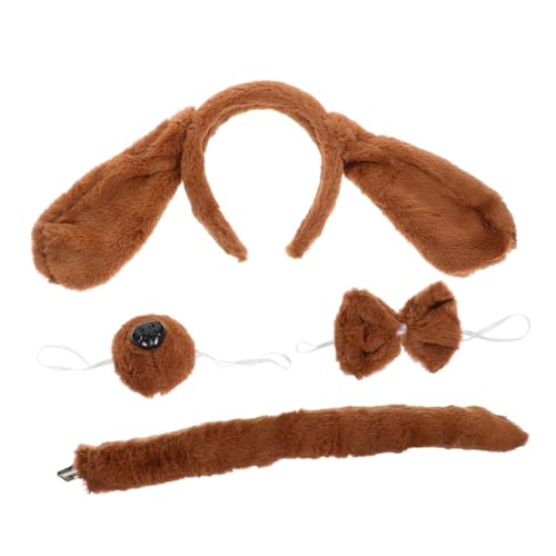 Beaupretty Niedliches Hundekostüm Teiliges Set mit Braunem Ohren Haarreif und Dekorativer Schleife für Tierkostüm Party Bequemes Kopfschmuck Accessoire für Geburtstags und Themenfeiern von Beaupretty