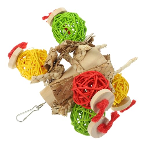 Beaupretty Vogelbarsch Spielzeug Kauspielzeug für Vögel Rattanball für Vögel Spielzeuge Rätsel Papagei kauen Sittichspielzeug hängend Puzzle Sportschuhe Maisschale Kleiner Papagei hölzern von Beaupretty