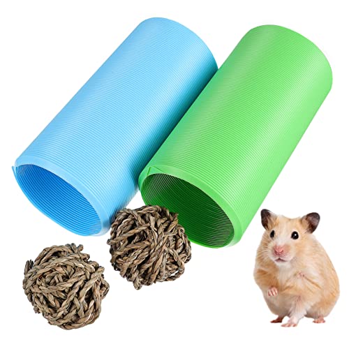 Beaupretty Teleskoprohr Röhrenkäfig Spielzeug Hamsterversteck Tunnel Hasentunnel Pet-plastikrohrspielzeug Hamster Trainiert Trainingsrohr Häschen-naturkugeln Goldener Bär Ball: Gras Suite von Beaupretty