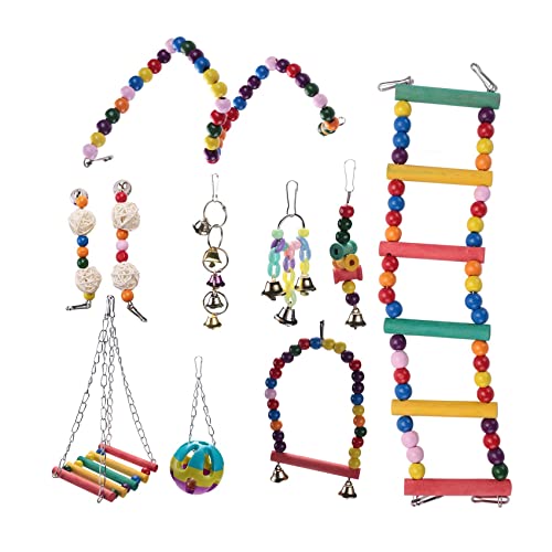 Beausoleil 10 Stück Vogelkäfig für Papageien, zuverlässig und zum Kauen, Hängeschaukel zum Kauen, Holzperlen, Glockenkugel von Beausoleil