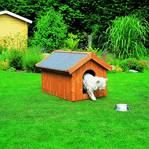 Hundehütte Canis klein 85x60x66cm Kiefernholz massiv honigbraun Hütte Hund Garten wetterfest imprägniert wärmeisoliert standfest robust von Beauty.Scouts