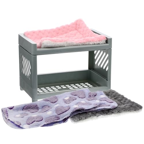 Beavorty 1 Satz Hamsterbett Hamster Rattenbett Kleiner Tiersack Hängematte Höhlenhütte Hasenbett aus Kunststoff Hamster-Accessoire Doppelschicht -Bett Lieferungen Käfig Zubehör Plüsch von Beavorty