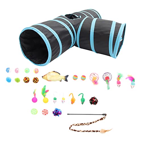 Beavorty Interaktives Katzenspielzeug für Hauskatzen 27-teiliges Interaktives Katzenspielzeug-Set Teaser-Sticks Kätzchenspielzeug Tunnel für Spaß Beavorty Interaktives Katzenspielzeug für Hauskatzen 27-teiliges Interaktives Katzenspielzeug-Set Teaser-Sticks Kätzchenspielzeug Tunnel für Spaß von Beavorty