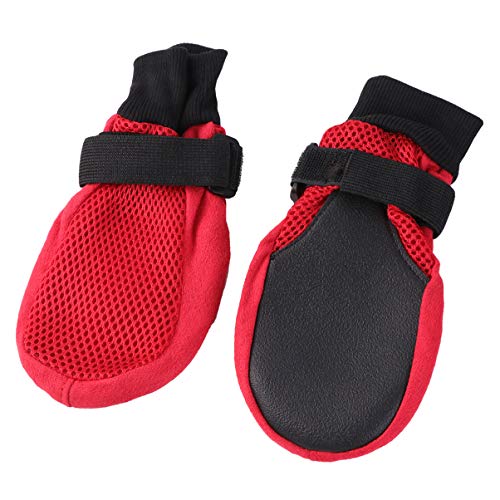 Beavorty Atmungsaktive Mesh Hundeschuhe Mit Rutschfester Sohle Paw Protector Für Hunde Und Welpen Rot von Beavorty